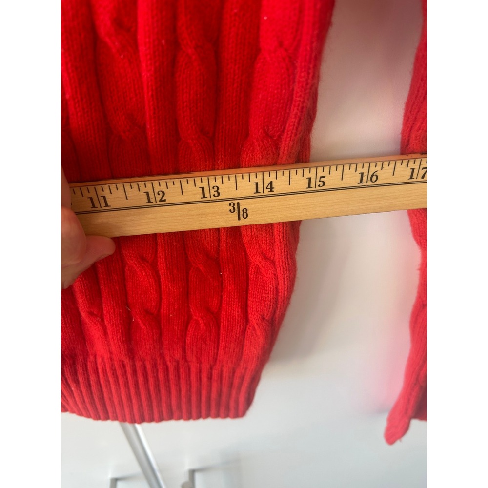 Eddie Bauer Red Cable Knit Full Zip Angora Blend Cardigan Sweater Womens Medium - Picture 9 of 15